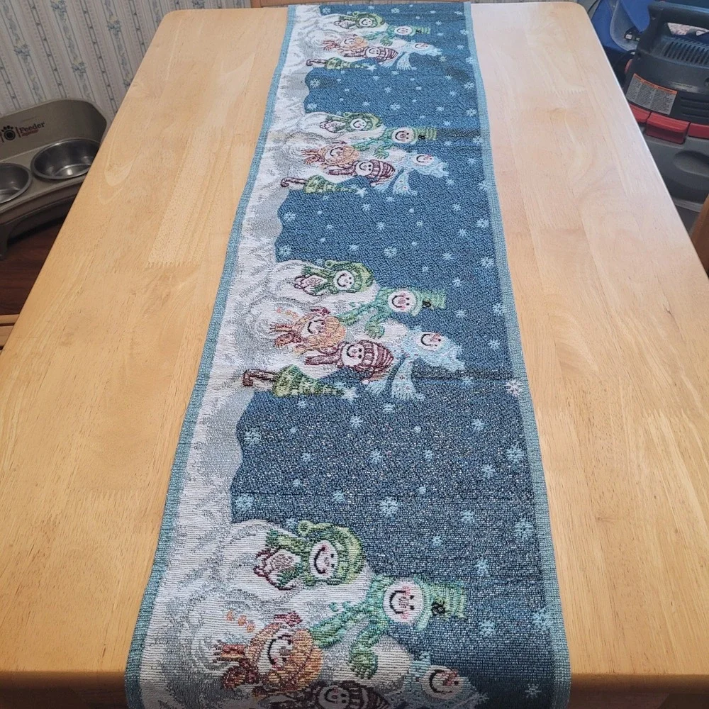 Snowman Family Christmas Holiday Tapestry Placemats Set Of‎ 4 With Runner